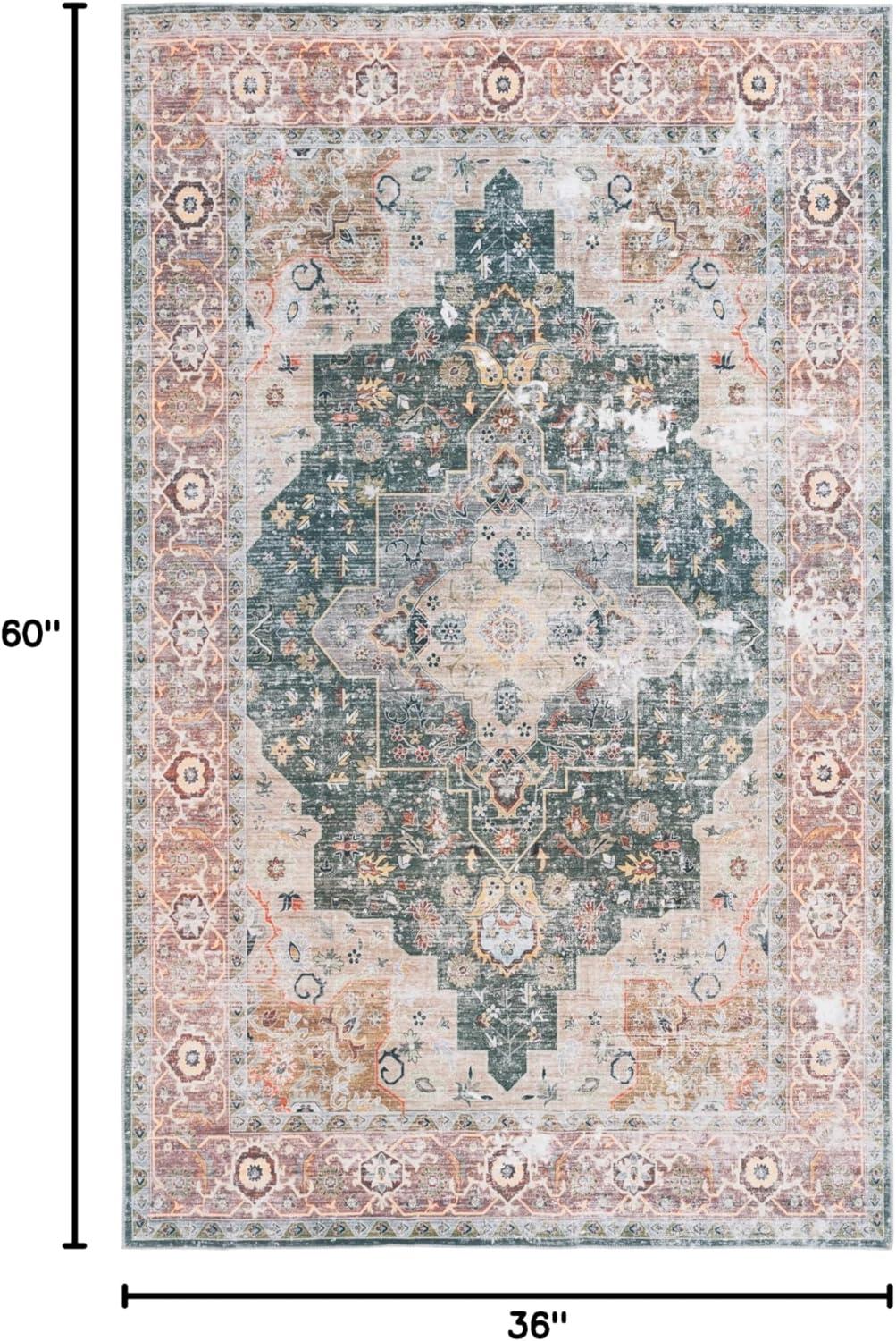 image:imageSafavieh Washable Rug Arizona Collection 8 x 10 Rust amp Aqua Slip Resistant amp Easy to Clean Ideal for Living Room Bedroom Home Office Dining Space ARZ126QGreenLight Brown