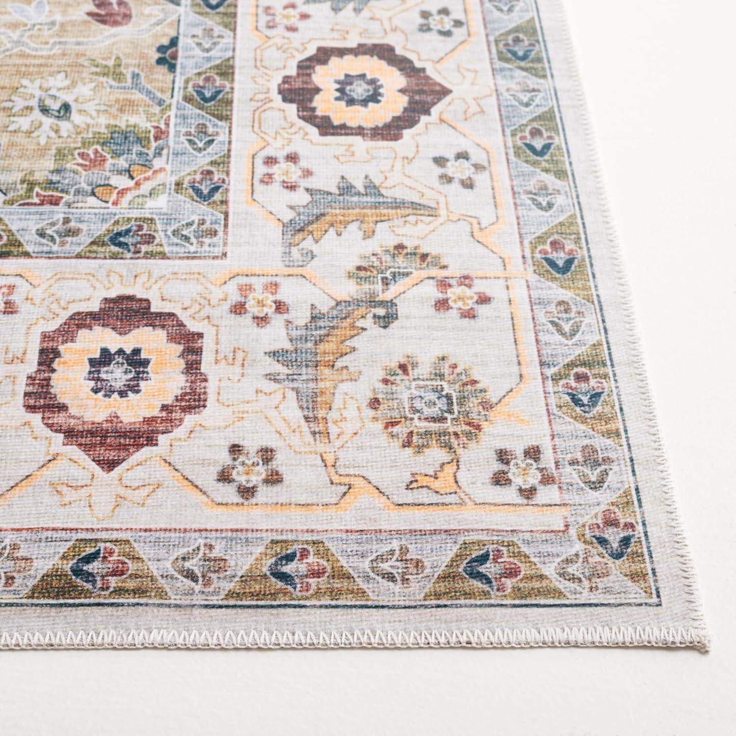 image:imageSafavieh Washable Rug Arizona Collection 8 x 10 Rust amp Aqua Slip Resistant amp Easy to Clean Ideal for Living Room Bedroom Home Office Dining Space ARZ126QLight GreenBeige