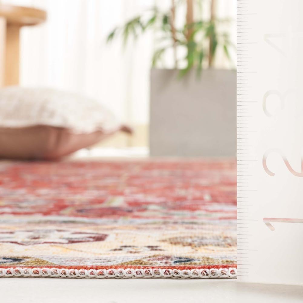image:imageSafavieh Washable Rug Arizona Collection 8 x 10 Rust amp Aqua Slip Resistant amp Easy to Clean Ideal for Living Room Bedroom Home Office Dining Space ARZ126QRustBeige