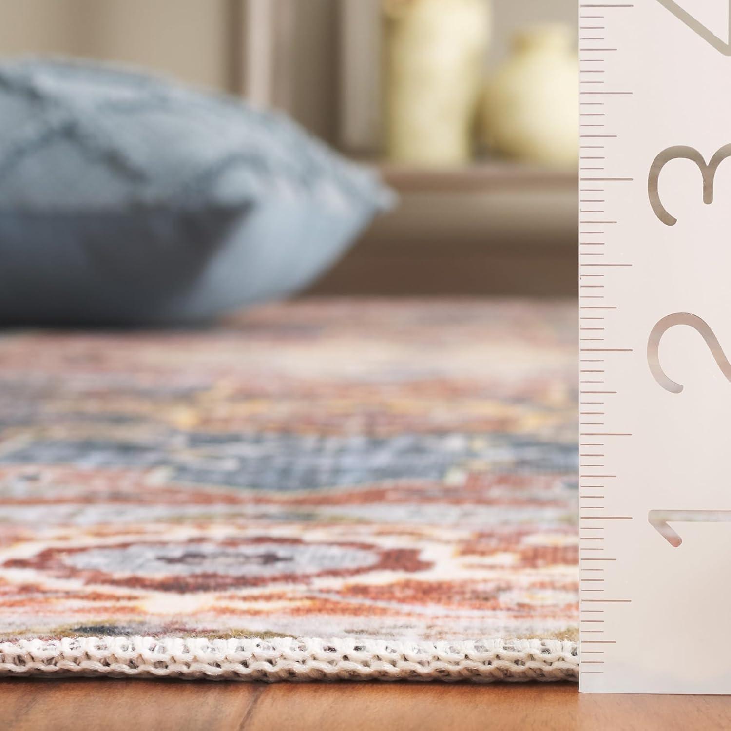 image:imageSafavieh Washable Rug Arizona Collection 8 x 10 Rust amp Aqua Slip Resistant amp Easy to Clean Ideal for Living Room Bedroom Home Office Dining Space ARZ126QRustBlue Green