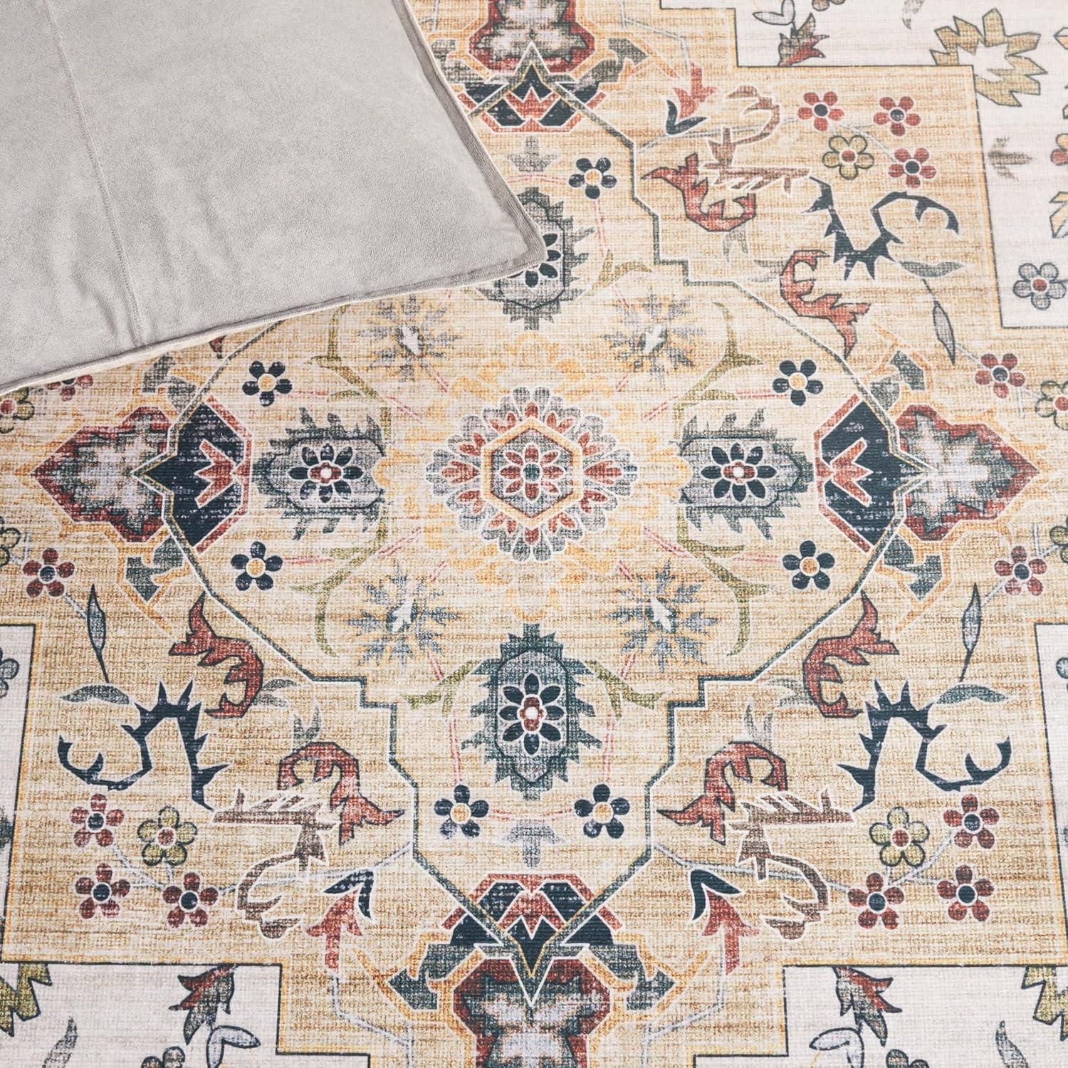 image:imageSafavieh Washable Rug Arizona Collection 8 x 10 Rust amp Aqua Slip Resistant amp Easy to Clean Ideal for Living Room Bedroom Home Office Dining Space ARZ126QLight GreenBeige