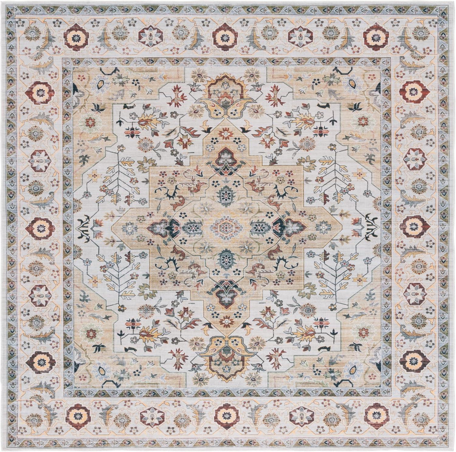 image:imageSafavieh Washable Rug Arizona Collection 8 x 10 Rust amp Aqua Slip Resistant amp Easy to Clean Ideal for Living Room Bedroom Home Office Dining Space ARZ126QLight GreenBeige