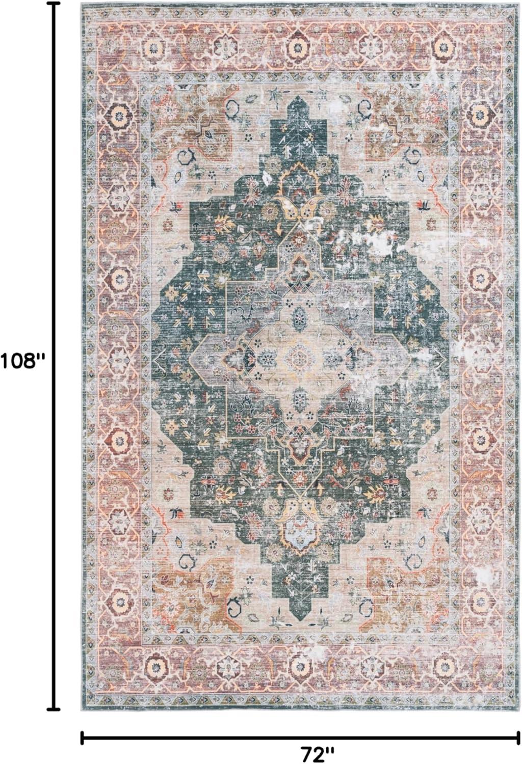 image:imageSafavieh Washable Rug Arizona Collection 8 x 10 Rust amp Aqua Slip Resistant amp Easy to Clean Ideal for Living Room Bedroom Home Office Dining Space ARZ126QRustBlue Green