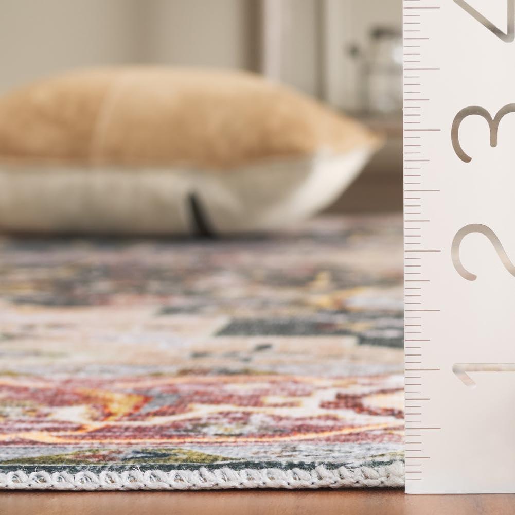 image:imageSafavieh Washable Rug Arizona Collection 8 x 10 Rust amp Aqua Slip Resistant amp Easy to Clean Ideal for Living Room Bedroom Home Office Dining Space ARZ126QGreenLight Brown