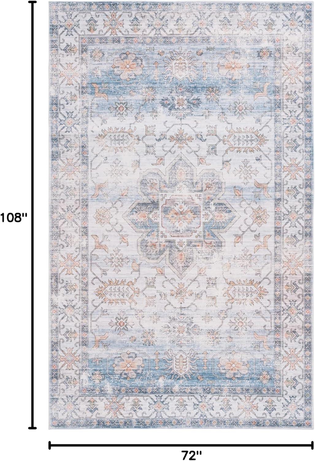 image:imageSafavieh Washable Rug Arizona Collection 8 x 10 Rust amp Aqua Slip Resistant amp Easy to Clean Ideal for Living Room Bedroom Home Office Dining Space ARZ126QGreenLight Brown