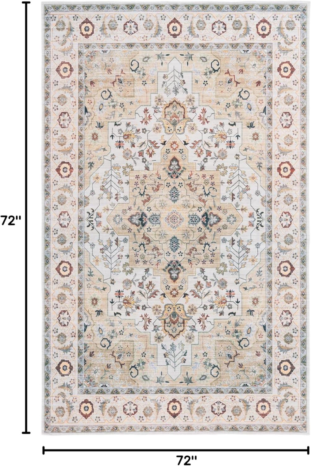 image:imageSafavieh Washable Rug Arizona Collection 8 x 10 Rust amp Aqua Slip Resistant amp Easy to Clean Ideal for Living Room Bedroom Home Office Dining Space ARZ126QLight GreenBeige