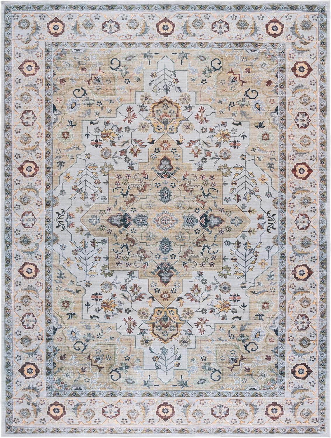 image:imageSafavieh Washable Rug Arizona Collection 8 x 10 Rust amp Aqua Slip Resistant amp Easy to Clean Ideal for Living Room Bedroom Home Office Dining Space ARZ126QLight GreenBeige