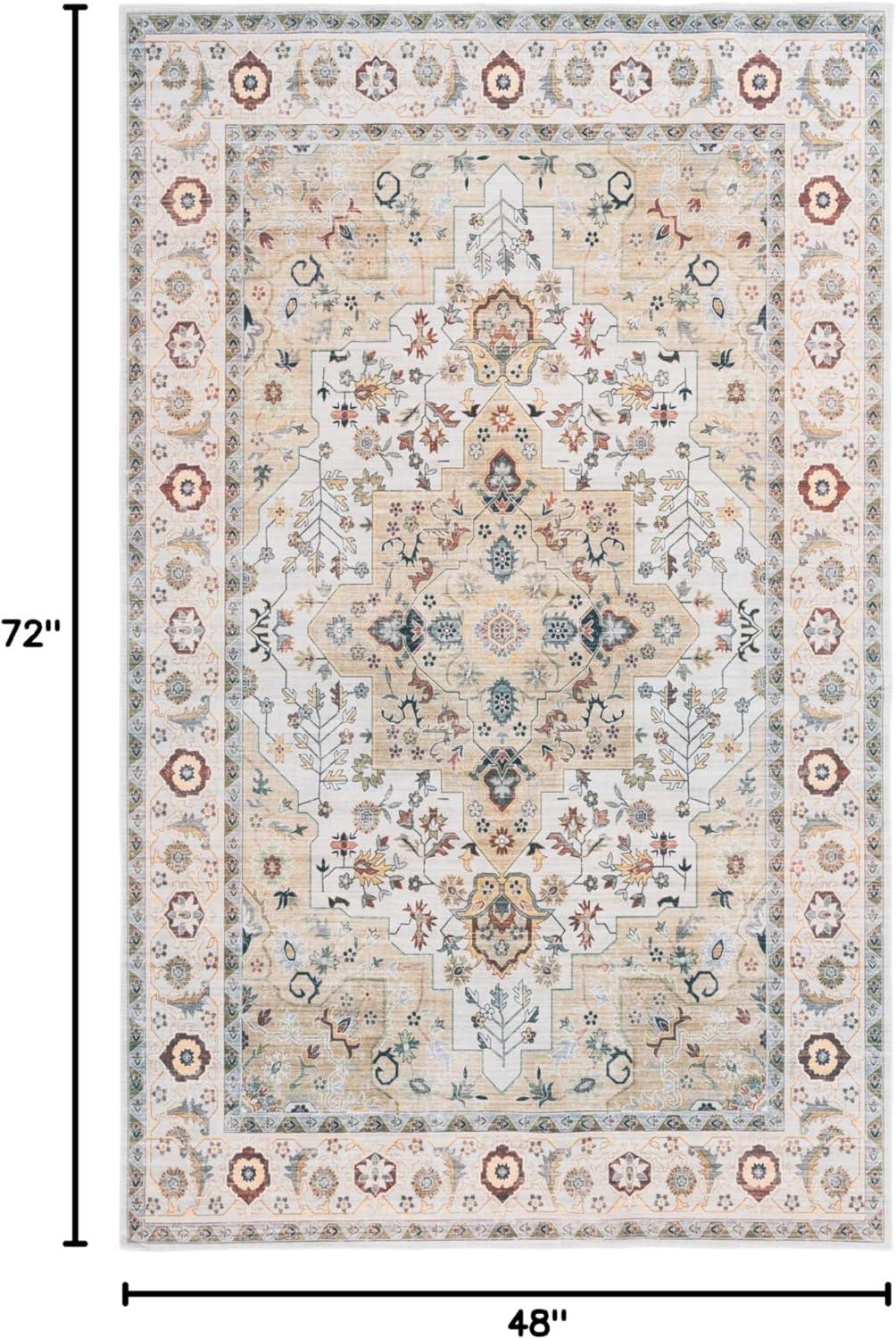 image:imageSafavieh Washable Rug Arizona Collection 8 x 10 Rust amp Aqua Slip Resistant amp Easy to Clean Ideal for Living Room Bedroom Home Office Dining Space ARZ126QLight GreenBeige