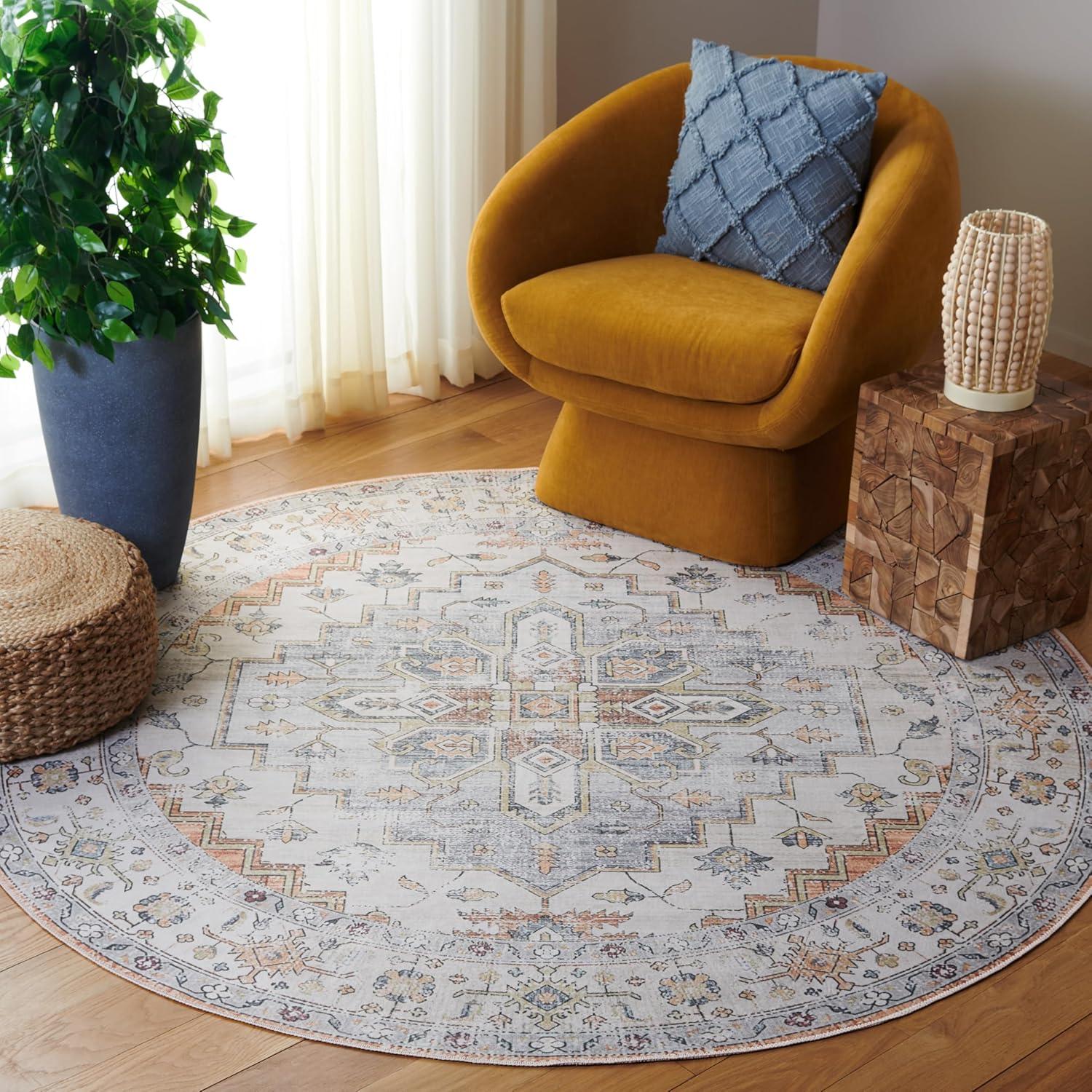 image:imageSafavieh Washable Rug Arizona Collection 8 x 10 Rust amp Beige Slip Resistant amp Easy to Clean Ideal for Living Room Bedroom Home Office Dining Space ARZ209PSageLight Rust