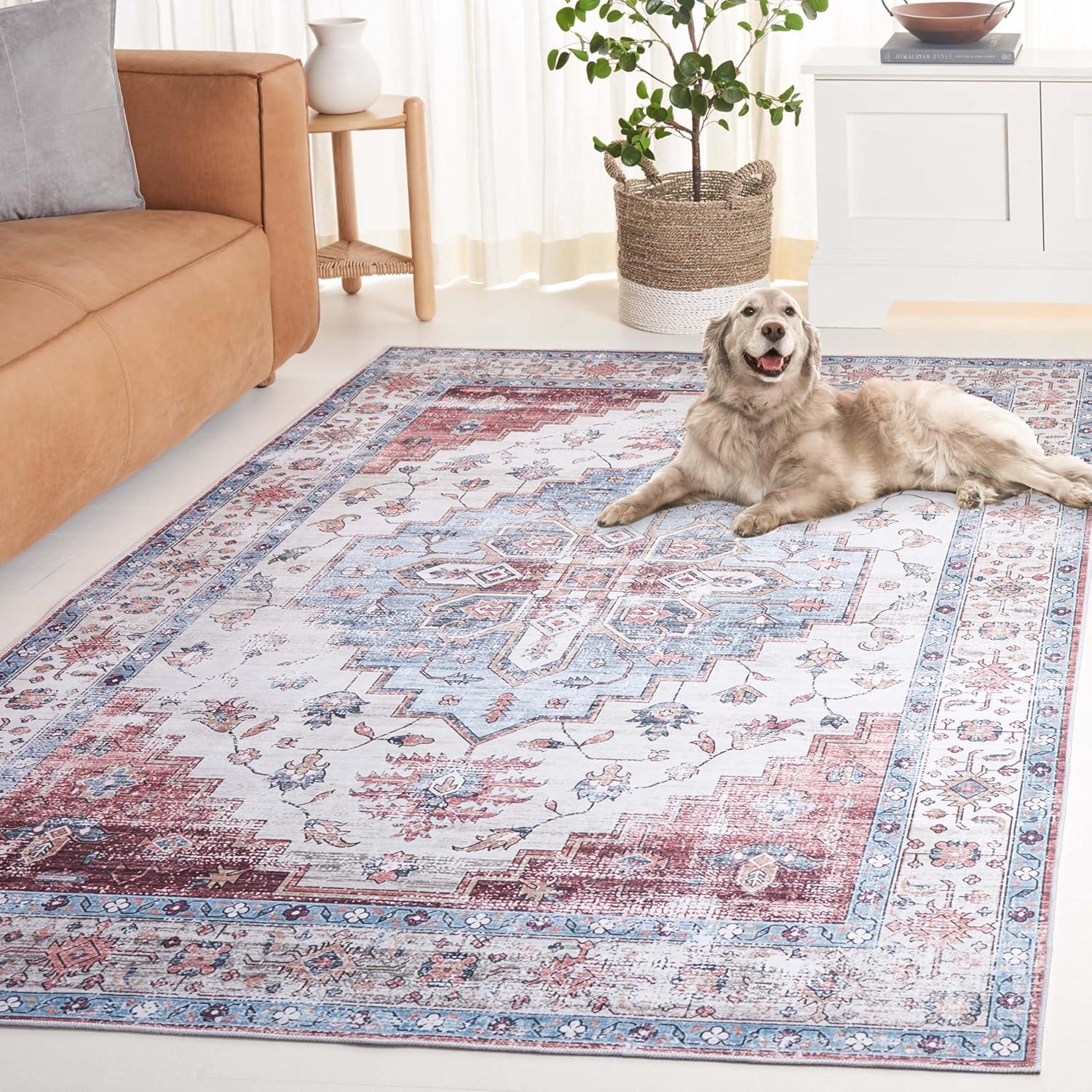 image:imageSafavieh Washable Rug Arizona Collection 8 x 10 Rust amp Beige Slip Resistant amp Easy to Clean Ideal for Living Room Bedroom Home Office Dining Space ARZ209PSageIvory
