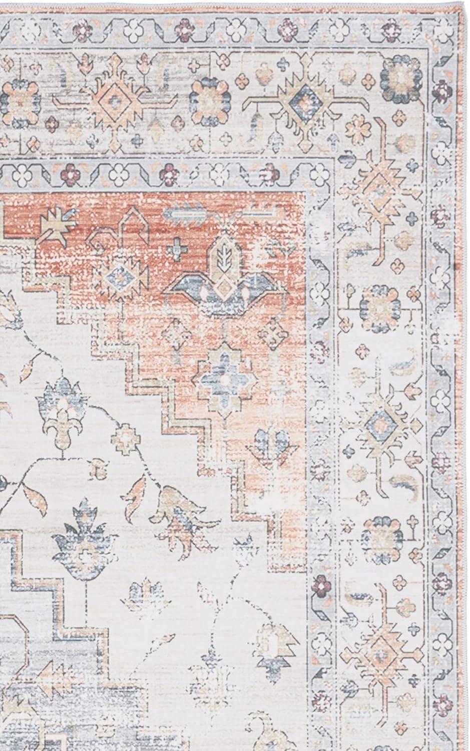 image:imageSafavieh Washable Rug Arizona Collection 8 x 10 Rust amp Beige Slip Resistant amp Easy to Clean Ideal for Living Room Bedroom Home Office Dining Space ARZ209PSageLight Rust