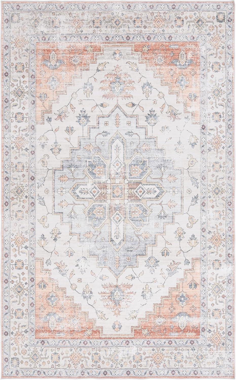 image:imageSafavieh Washable Rug Arizona Collection 8 x 10 Rust amp Beige Slip Resistant amp Easy to Clean Ideal for Living Room Bedroom Home Office Dining Space ARZ209PSageLight Rust