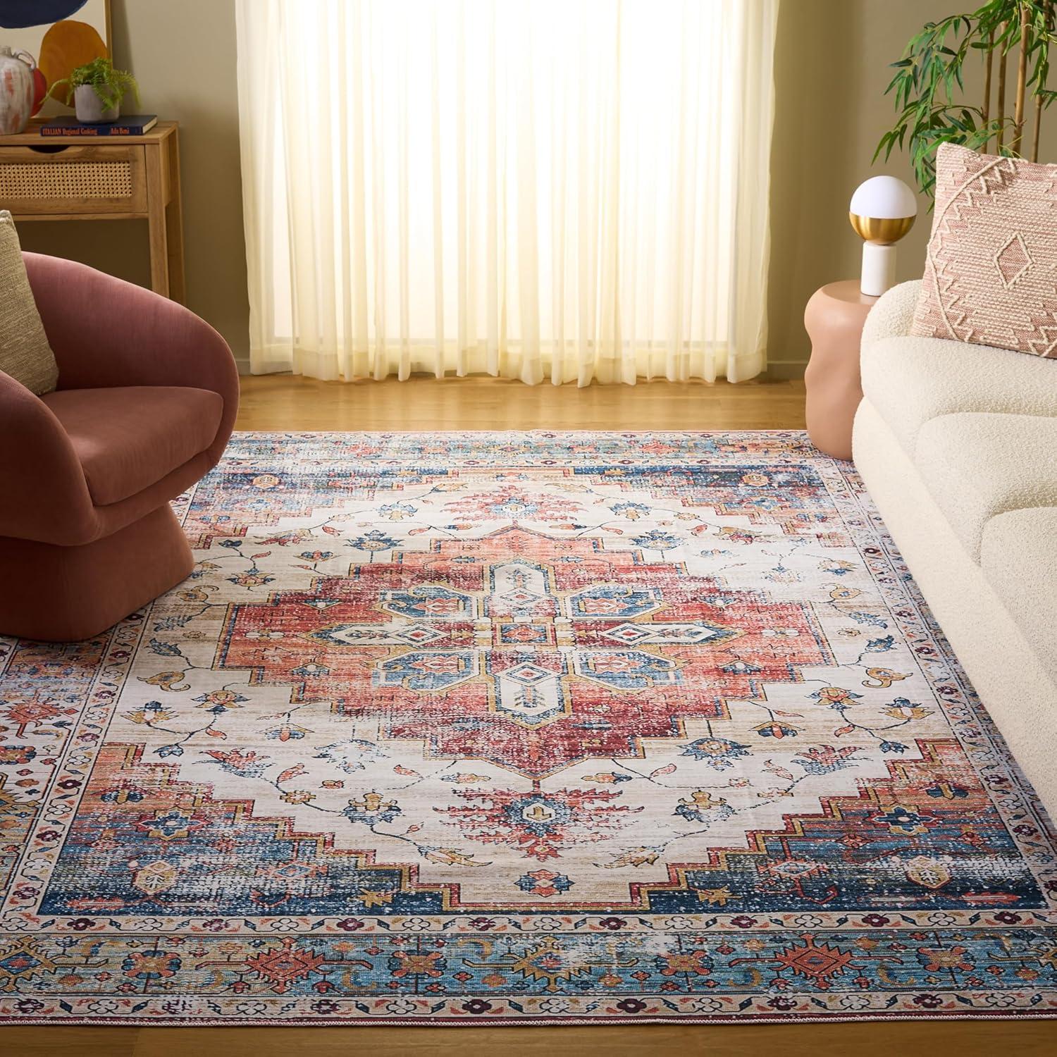 image:imageSafavieh Washable Rug Arizona Collection 8 x 10 Rust amp Beige Slip Resistant amp Easy to Clean Ideal for Living Room Bedroom Home Office Dining Space ARZ209PRustBeige