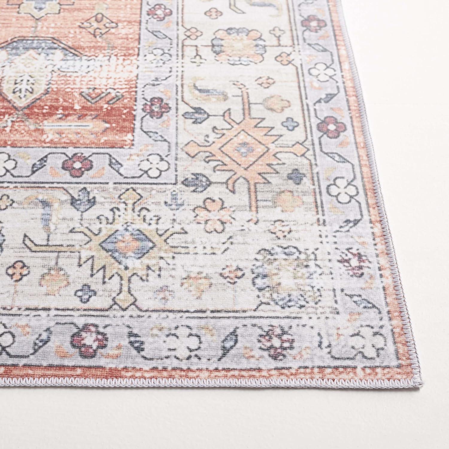 image:imageSafavieh Washable Rug Arizona Collection 8 x 10 Rust amp Beige Slip Resistant amp Easy to Clean Ideal for Living Room Bedroom Home Office Dining Space ARZ209PSageLight Rust