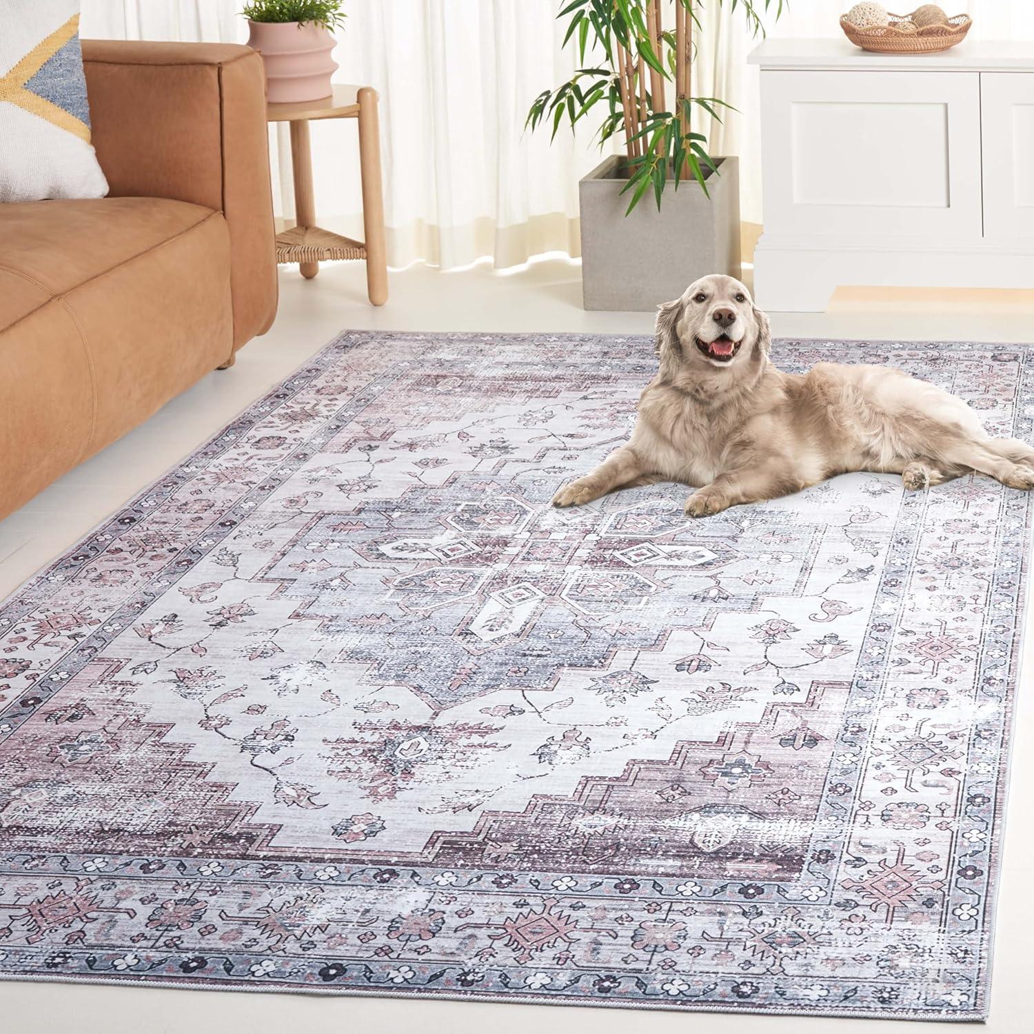 image:imageSafavieh Washable Rug Arizona Collection 8 x 10 Rust amp Beige Slip Resistant amp Easy to Clean Ideal for Living Room Bedroom Home Office Dining Space ARZ209PGreyIvory