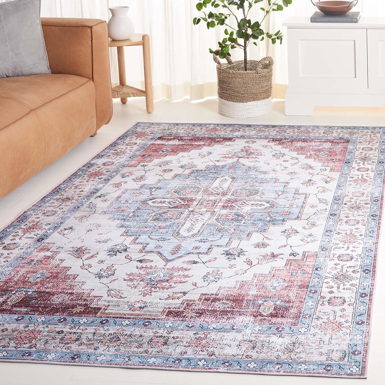image:imageSafavieh Washable Rug Arizona Collection 8 x 10 Rust amp Beige Slip Resistant amp Easy to Clean Ideal for Living Room Bedroom Home Office Dining Space ARZ209PSageIvory