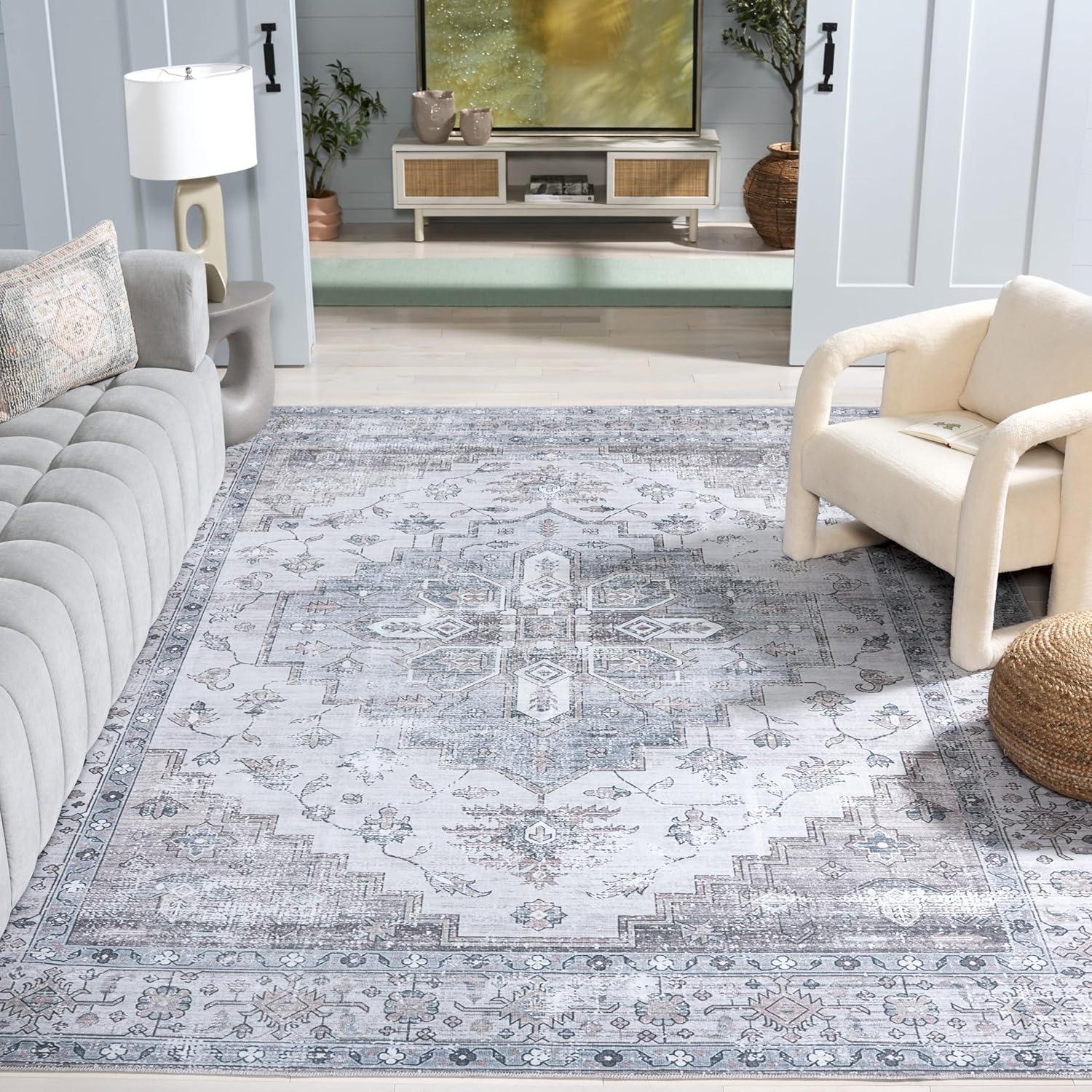 image:imageSafavieh Washable Rug Arizona Collection 8 x 10 Rust amp Beige Slip Resistant amp Easy to Clean Ideal for Living Room Bedroom Home Office Dining Space ARZ209PGreyIvory