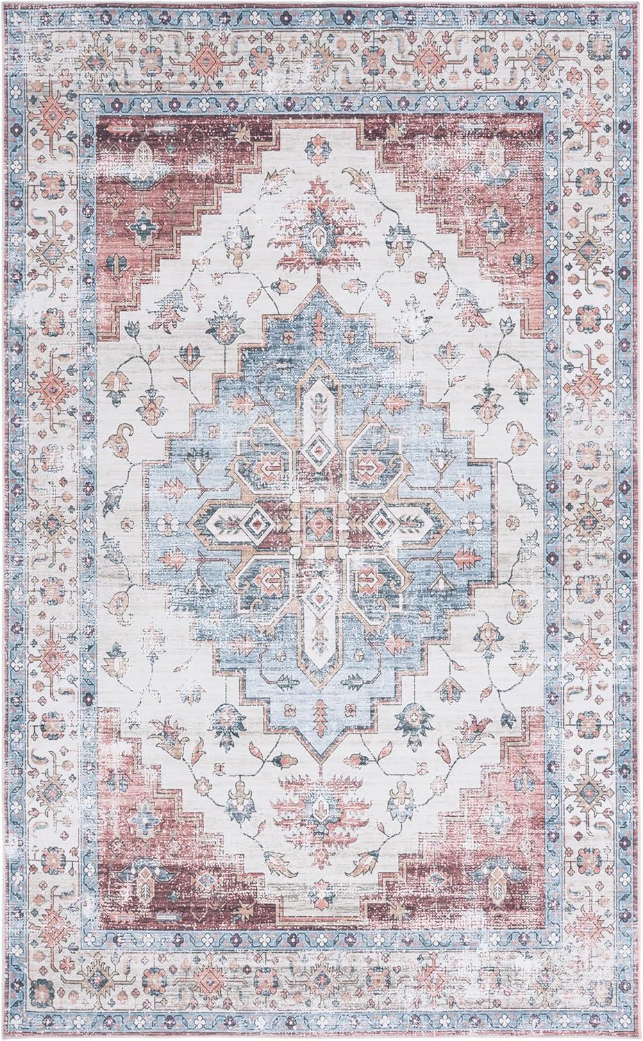 image:imageSafavieh Washable Rug Arizona Collection 8 x 10 Rust amp Beige Slip Resistant amp Easy to Clean Ideal for Living Room Bedroom Home Office Dining Space ARZ209PSageIvory