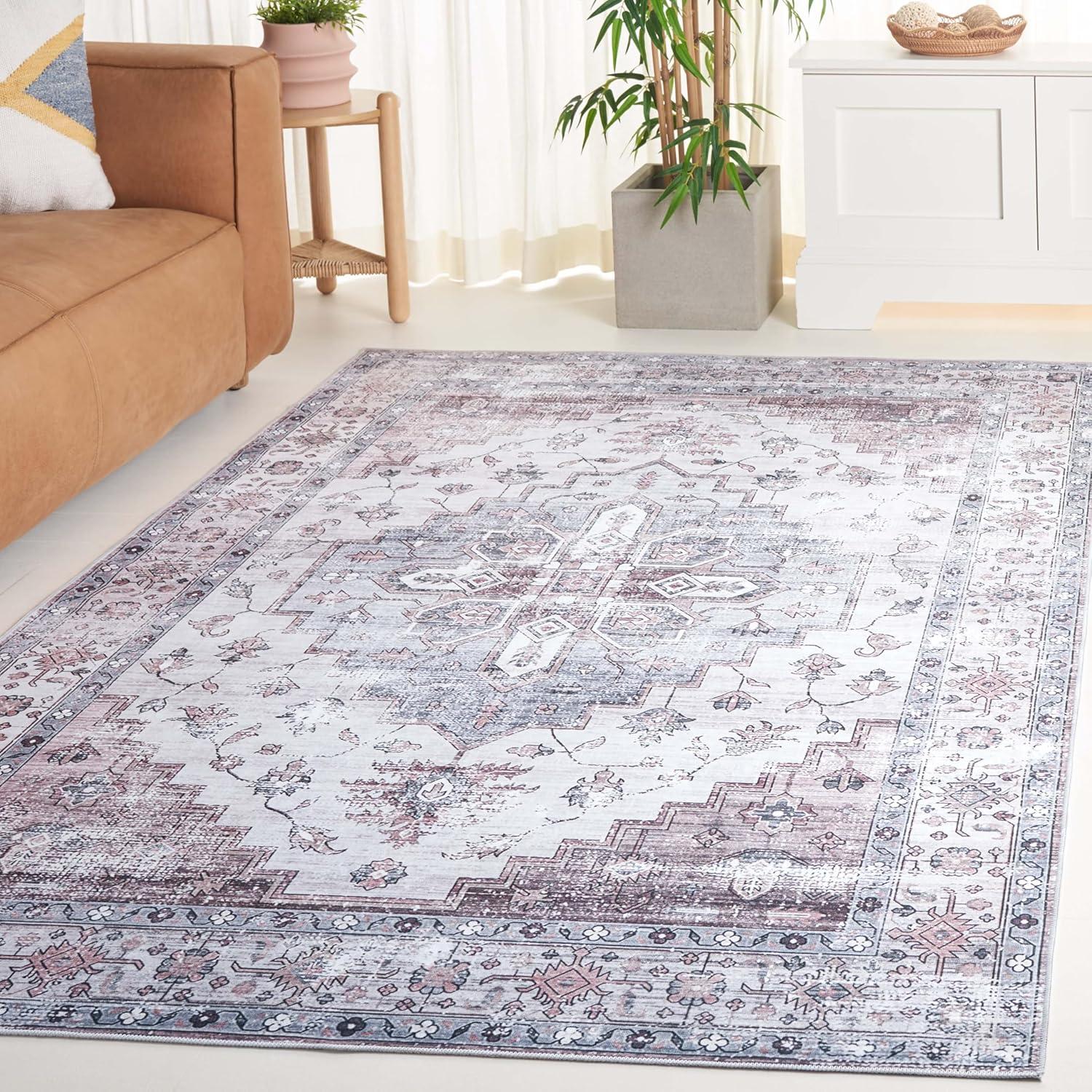 image:imageSafavieh Washable Rug Arizona Collection 8 x 10 Rust amp Beige Slip Resistant amp Easy to Clean Ideal for Living Room Bedroom Home Office Dining Space ARZ209PGreyIvory