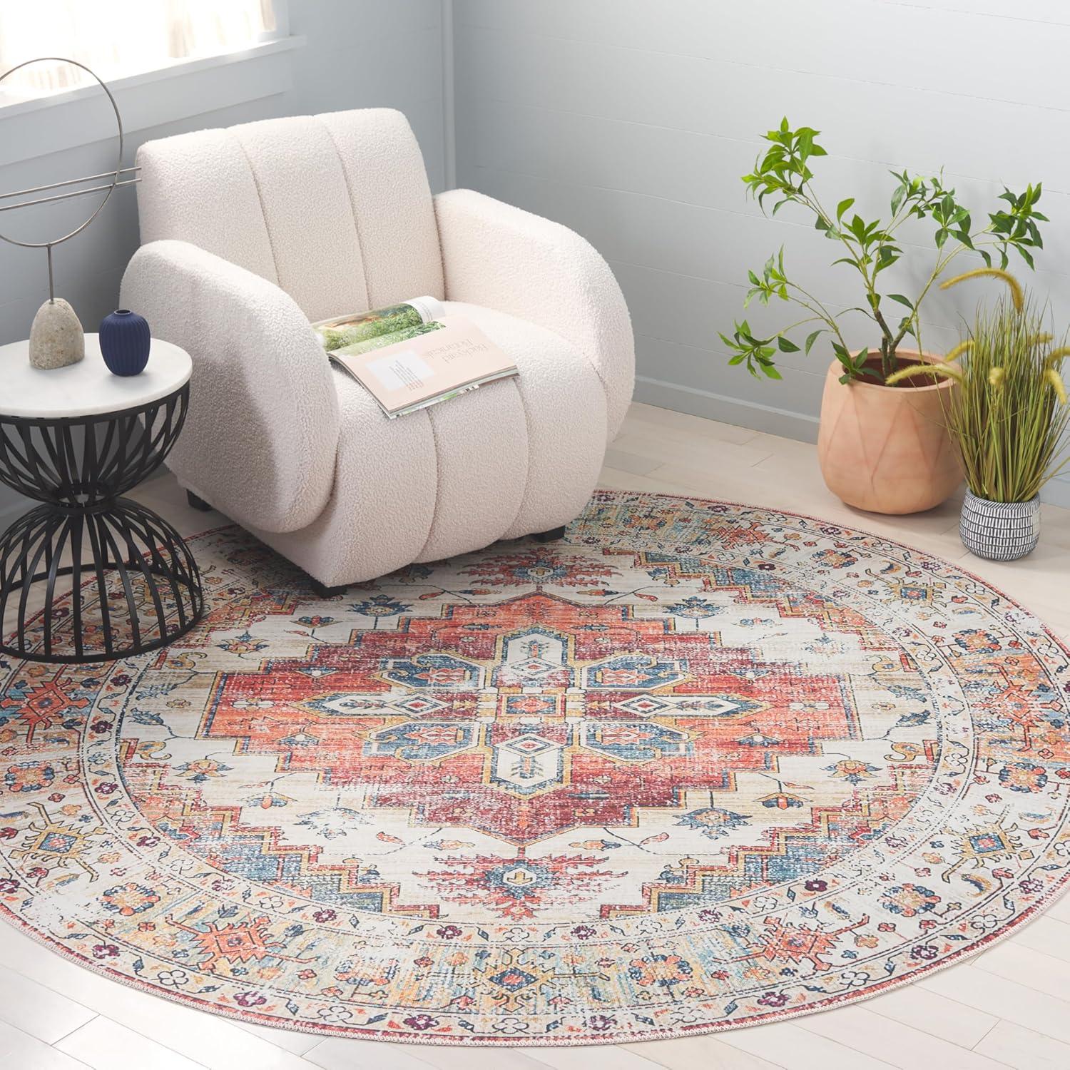 image:imageSafavieh Washable Rug Arizona Collection 8 x 10 Rust amp Beige Slip Resistant amp Easy to Clean Ideal for Living Room Bedroom Home Office Dining Space ARZ209PRustBeige