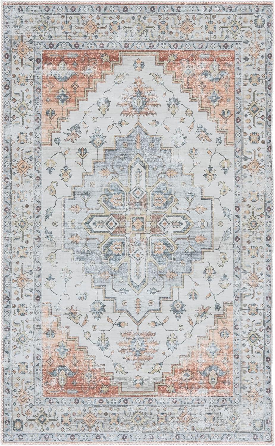 image:imageSafavieh Washable Rug Arizona Collection 8 x 10 Rust amp Beige Slip Resistant amp Easy to Clean Ideal for Living Room Bedroom Home Office Dining Space ARZ209PSageLight Rust