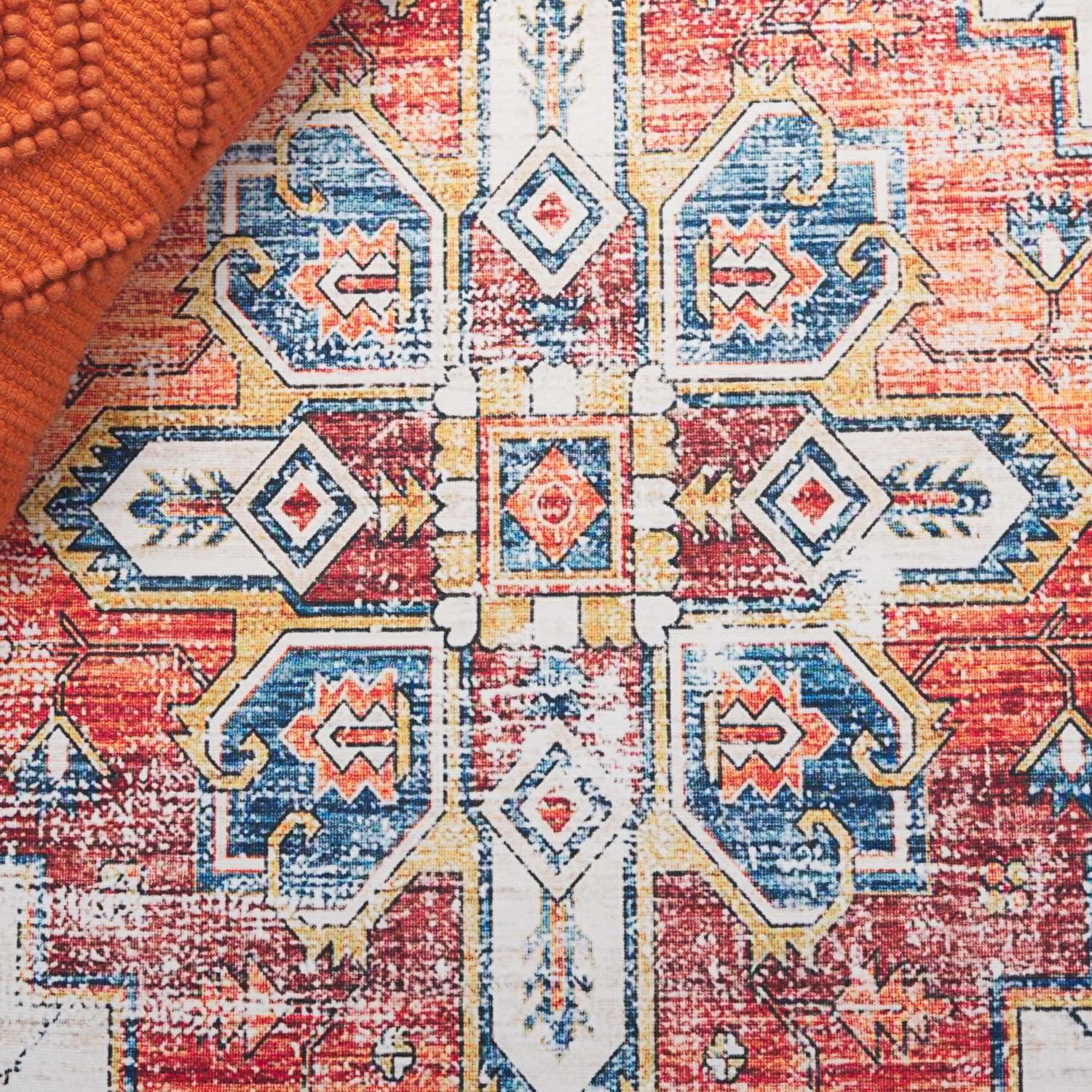 image:imageSafavieh Washable Rug Arizona Collection 8 x 10 Rust amp Beige Slip Resistant amp Easy to Clean Ideal for Living Room Bedroom Home Office Dining Space ARZ209PRustBeige