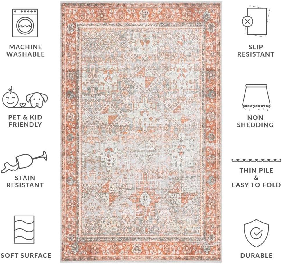 image:imageSafavieh Washable Rug Arizona Collection 8 x 10 Rust amp Sage Slip Resistant amp Easy to Clean Ideal for Living Room Bedroom Home Office Dining Space ARZ199PRustSage