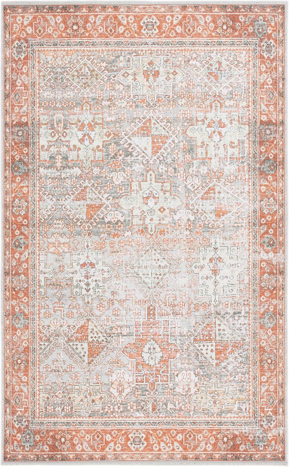 image:imageSafavieh Washable Rug Arizona Collection 8 x 10 Rust amp Sage Slip Resistant amp Easy to Clean Ideal for Living Room Bedroom Home Office Dining Space ARZ199PRustSage
