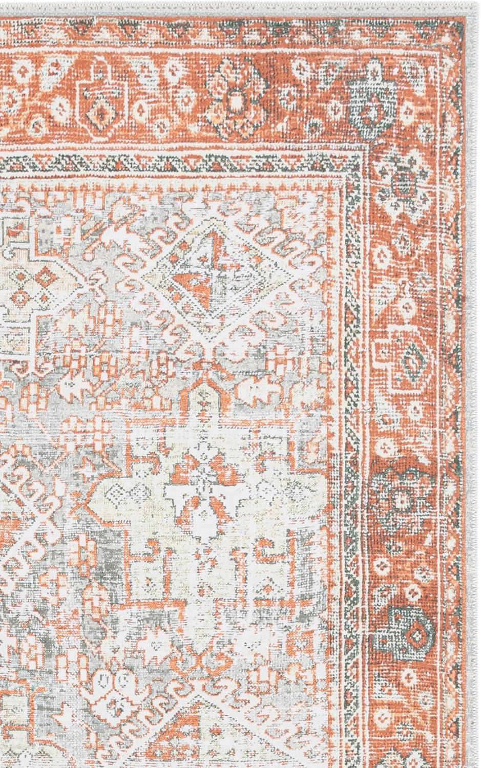 image:imageSafavieh Washable Rug Arizona Collection 8 x 10 Rust amp Sage Slip Resistant amp Easy to Clean Ideal for Living Room Bedroom Home Office Dining Space ARZ199PRustSage