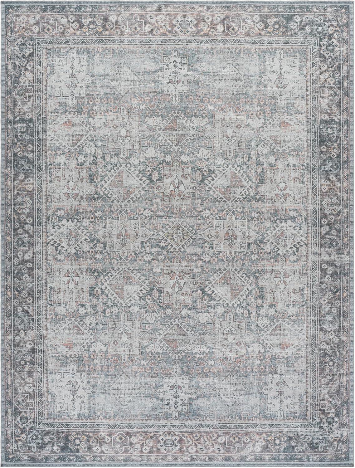 image:imageSafavieh Washable Rug Arizona Collection 8 x 10 Rust amp Sage Slip Resistant amp Easy to Clean Ideal for Living Room Bedroom Home Office Dining Space ARZ199PDark SageIvory