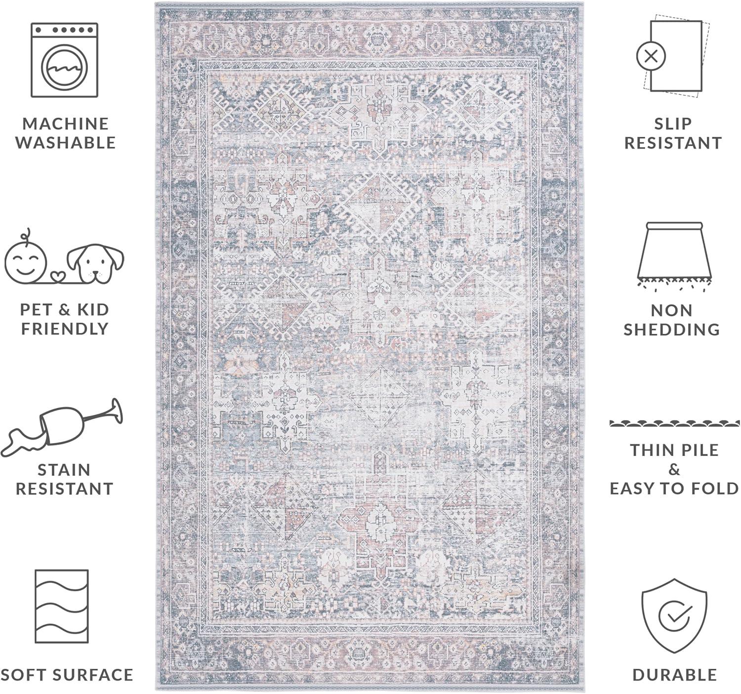 image:imageSafavieh Washable Rug Arizona Collection 8 x 10 Rust amp Sage Slip Resistant amp Easy to Clean Ideal for Living Room Bedroom Home Office Dining Space ARZ199PDark SageIvory