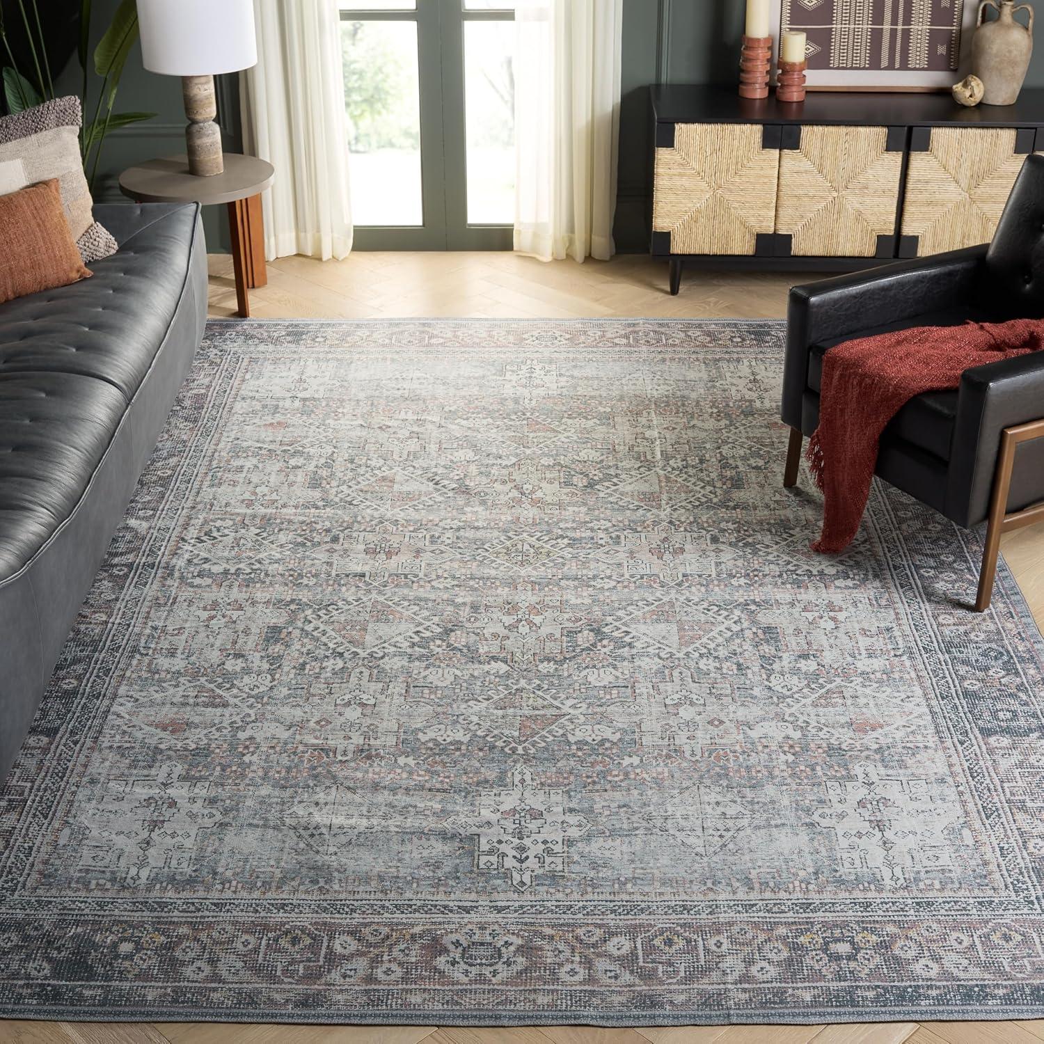 image:imageSafavieh Washable Rug Arizona Collection 8 x 10 Rust amp Sage Slip Resistant amp Easy to Clean Ideal for Living Room Bedroom Home Office Dining Space ARZ199PDark SageIvory