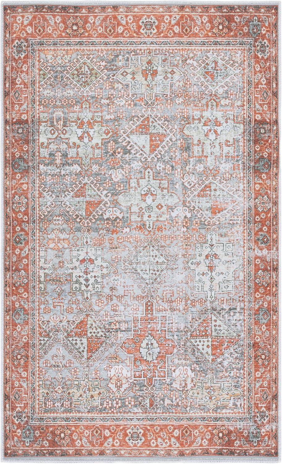 image:imageSafavieh Washable Rug Arizona Collection 8 x 10 Rust amp Sage Slip Resistant amp Easy to Clean Ideal for Living Room Bedroom Home Office Dining Space ARZ199PRustSage