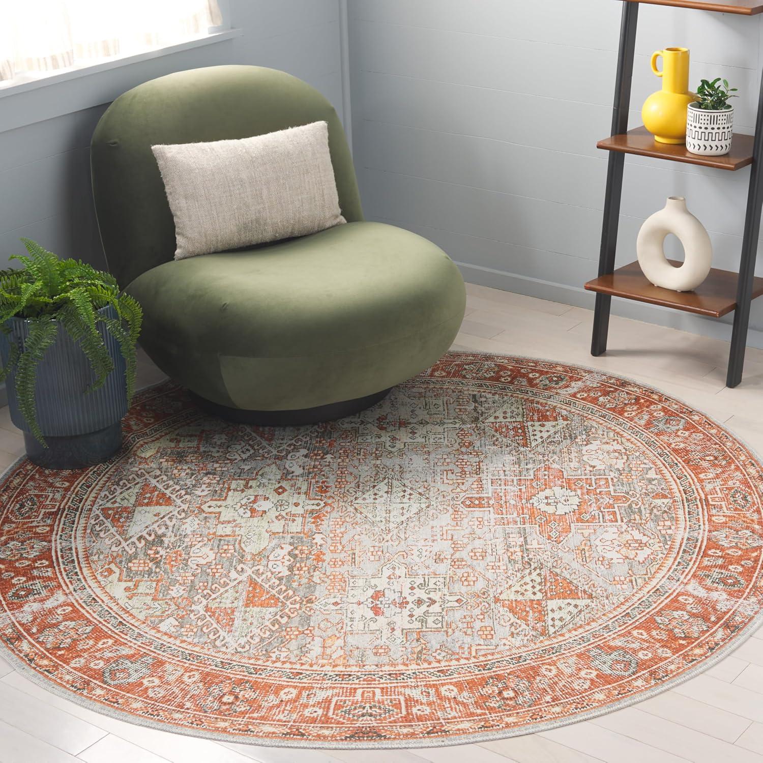 image:imageSafavieh Washable Rug Arizona Collection 8 x 10 Rust amp Sage Slip Resistant amp Easy to Clean Ideal for Living Room Bedroom Home Office Dining Space ARZ199PRustSage