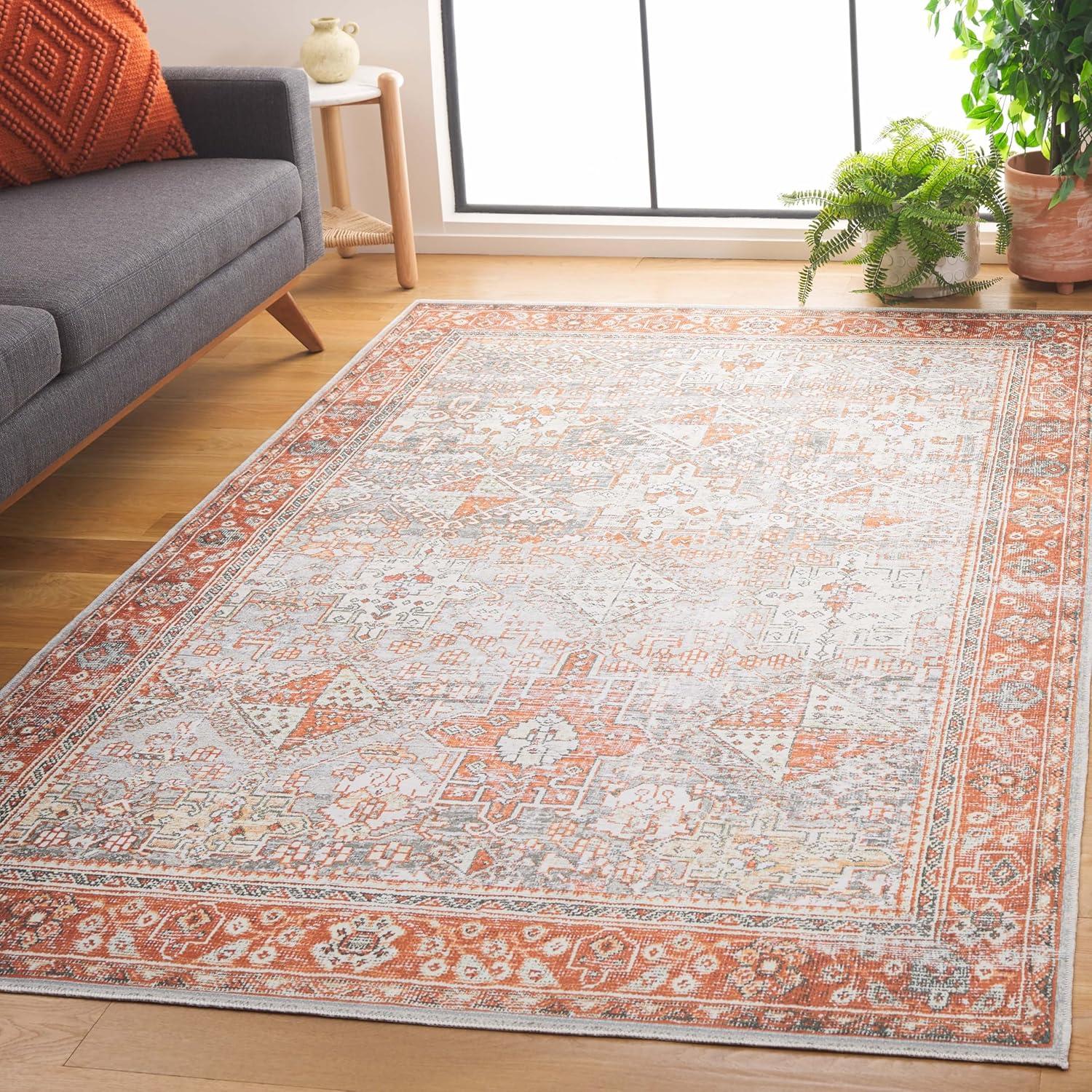image:imageSafavieh Washable Rug Arizona Collection 8 x 10 Rust amp Sage Slip Resistant amp Easy to Clean Ideal for Living Room Bedroom Home Office Dining Space ARZ199PRustSage