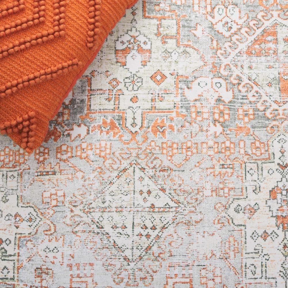 image:imageSafavieh Washable Rug Arizona Collection 8 x 10 Rust amp Sage Slip Resistant amp Easy to Clean Ideal for Living Room Bedroom Home Office Dining Space ARZ199PRustSage