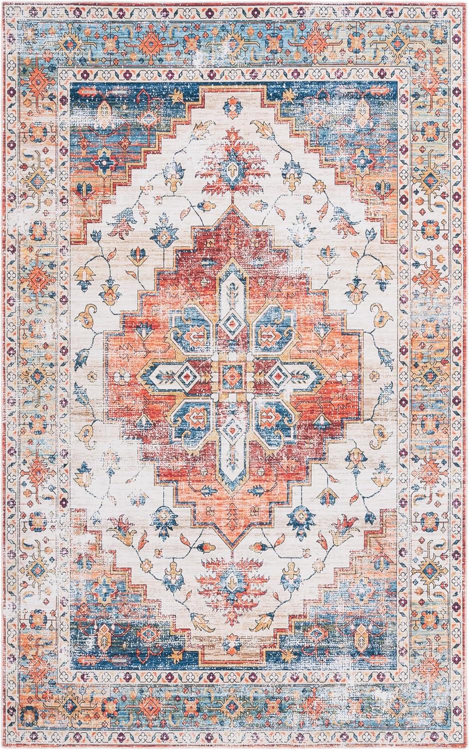 image:imageSafavieh Washable Rug Arizona Collection 8 x 10 Rust amp Sage Slip Resistant amp Easy to Clean Ideal for Living Room Bedroom Home Office Dining Space ARZ199PDark SageIvory