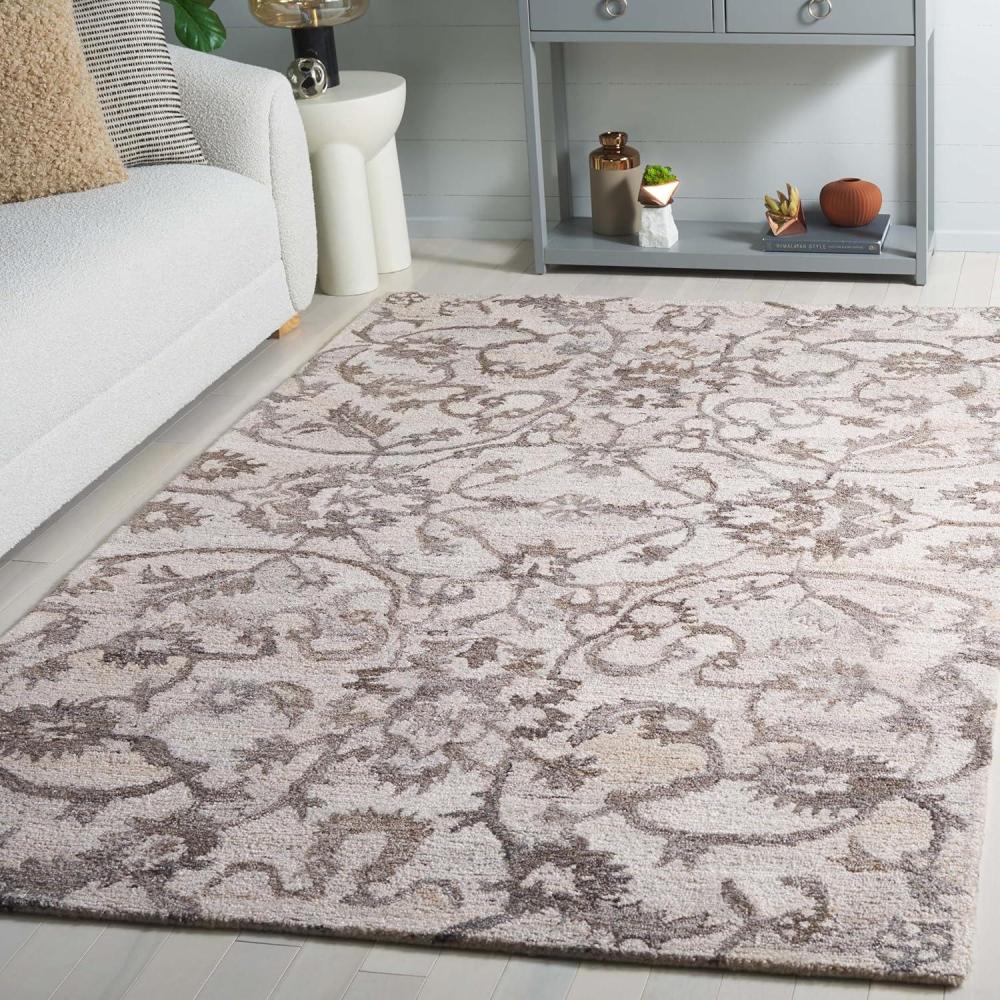 image:imageSAFAVIEH Area Rug 8x10 Anatolia Collection Large Beige amp Black Handmade Floral Scroll Design Ideal for Living Room Bedroom Office Dining Space AN401BIvoryBrown