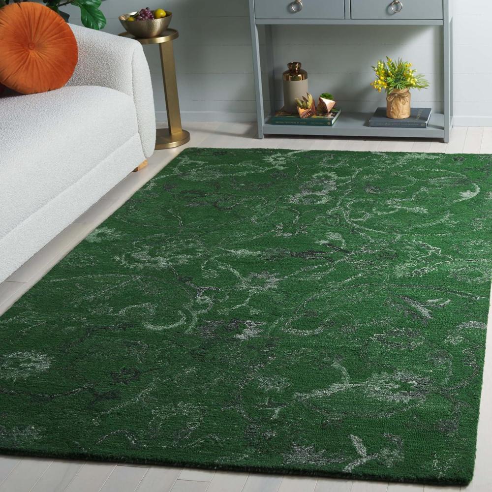 image:imageSAFAVIEH Area Rug 8x10 Anatolia Collection Large Beige amp Black Handmade Floral Scroll Design Ideal for Living Room Bedroom Office Dining Space AN401BDark Green