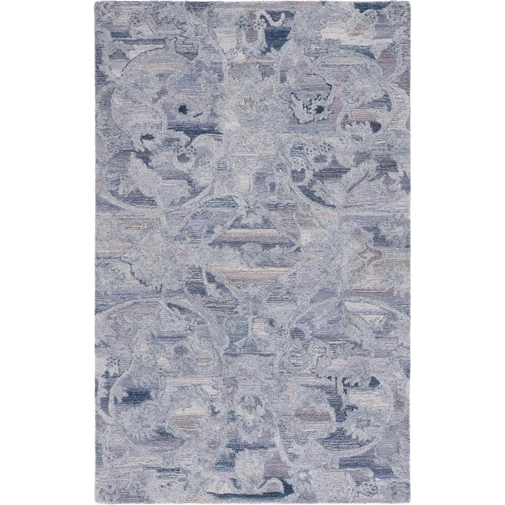 image:imageSAFAVIEH Area Rug 8x10  Anatolia Collection  Large  Beige amp Black Handmade Floral Scroll Design Ideal for Living Room Bedroom Office Dining Space AN401BVioletPurple