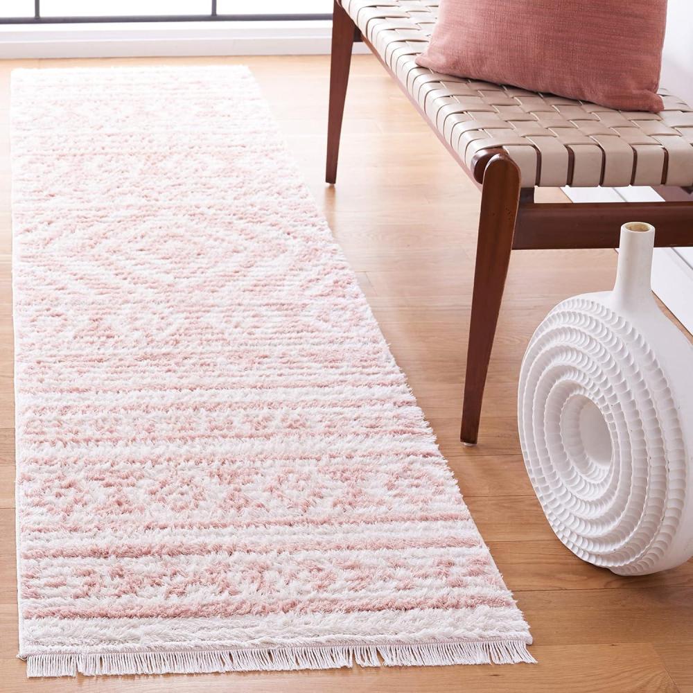 image:imageSAFAVIEH Area Rug 8x10  Augustine Collection  Large  Green amp Ivory Cotton Moroccan Boho Tribal Fringe Design Easy Cleaning Ideal for Living Room Bedroom Office Dining Space AGT849YIvoryPink