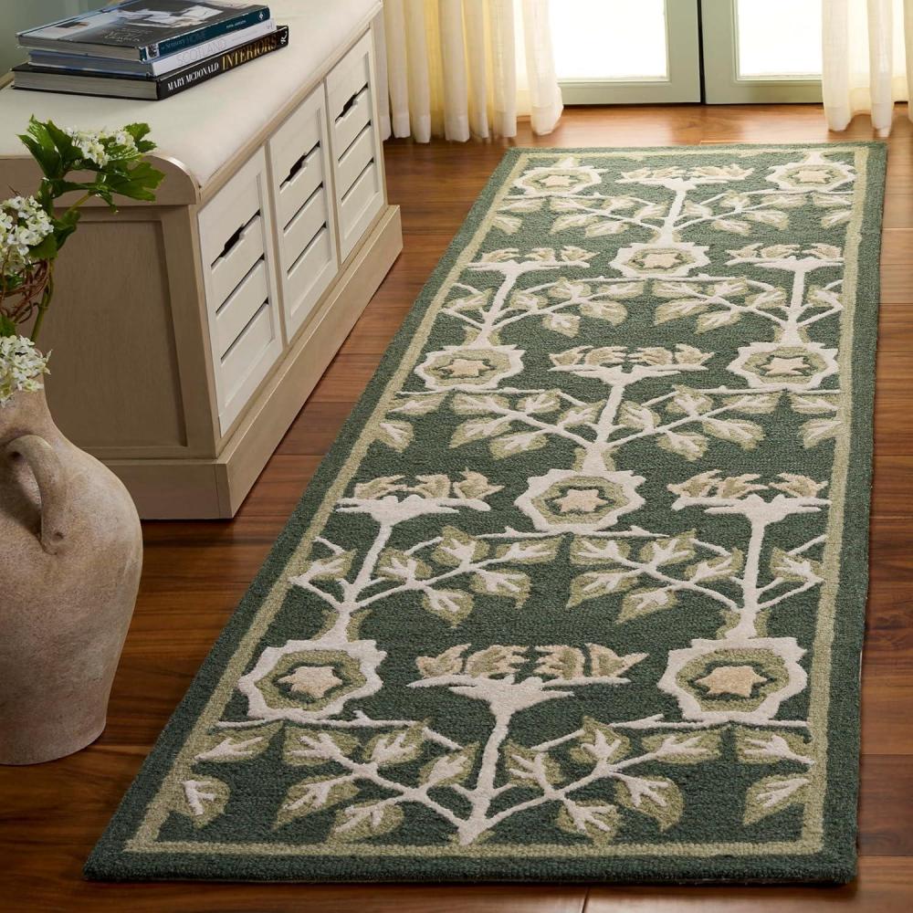 image:imageSAFAVIEH Area Rug 8x10 Earthly Treasures Collection Large Ivory amp Blue Handmade Wool amp Viscose Ideal for Living Room Bedroom Dining Space ET215MGreenIvory