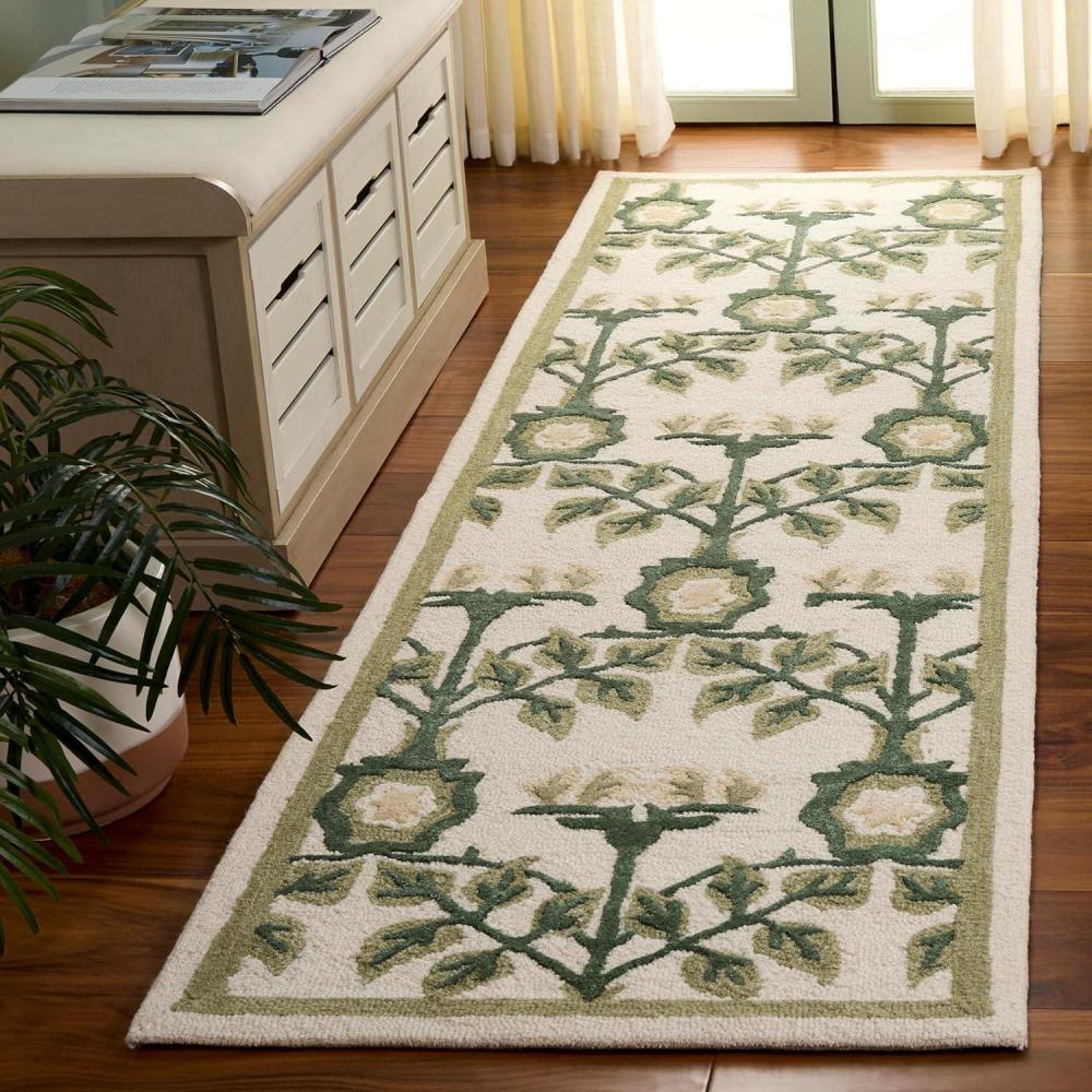 image:imageSAFAVIEH Area Rug 8x10 Earthly Treasures Collection Large Ivory amp Blue Handmade Wool amp Viscose Ideal for Living Room Bedroom Dining Space ET215MIvorySage