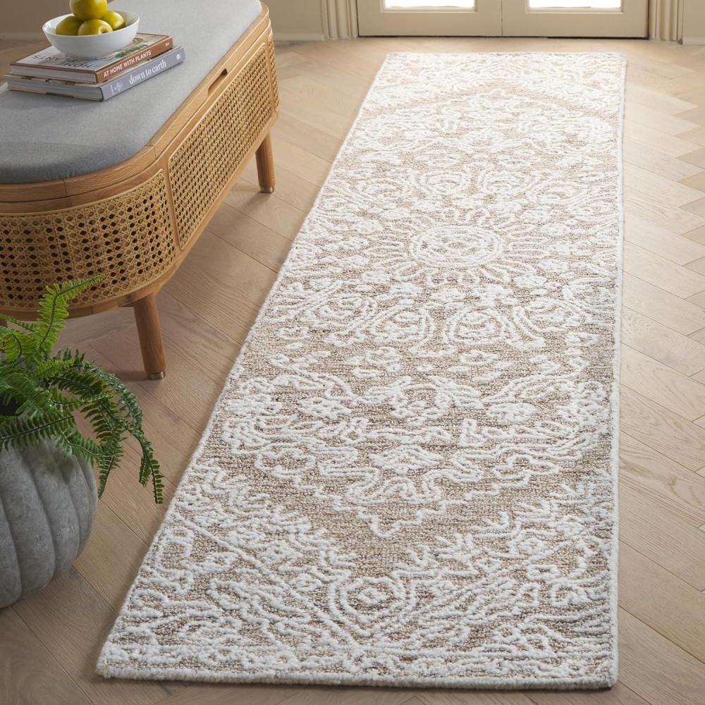 image:imageSAFAVIEH Area Rug 8x10 Ebony Collection Large Ivory amp Brown Traditional Design Ideal for Living Room Bedroom Office Dining Space EBN211TIvoryBrown