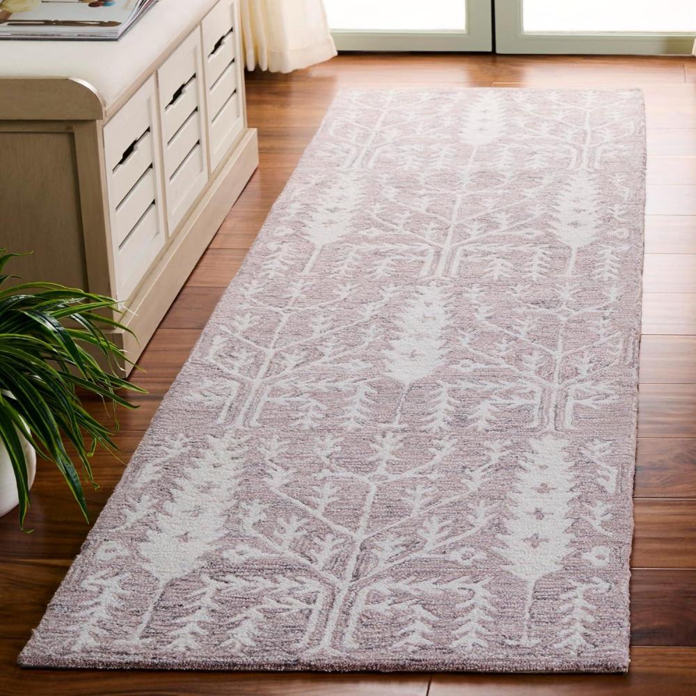 image:imageSAFAVIEH Area Rug 8x10 Jardin Collection Large Purple amp Ivory Handmade Wool Floral Design Ideal for Living Room Bedroom Office Dining Space JAR852VPurpleIvory