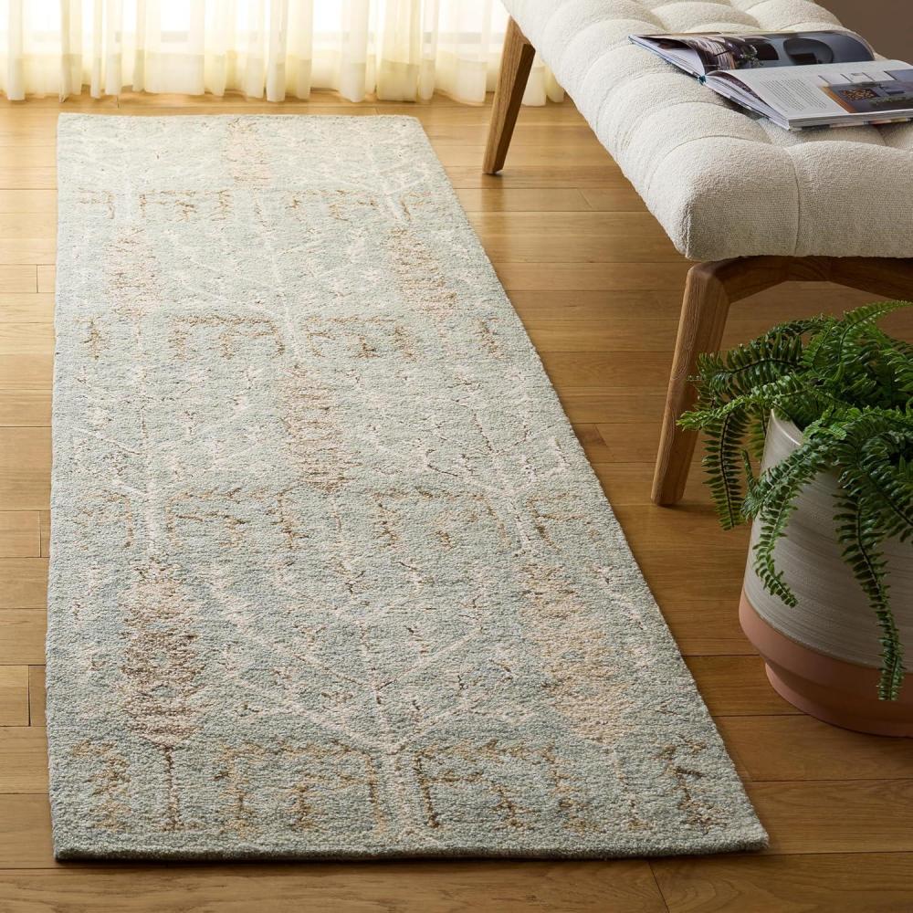 image:imageSAFAVIEH Area Rug 8x10 Jardin Collection Large Purple amp Ivory Handmade Wool Floral Design Ideal for Living Room Bedroom Office Dining Space JAR852VGreenBeige