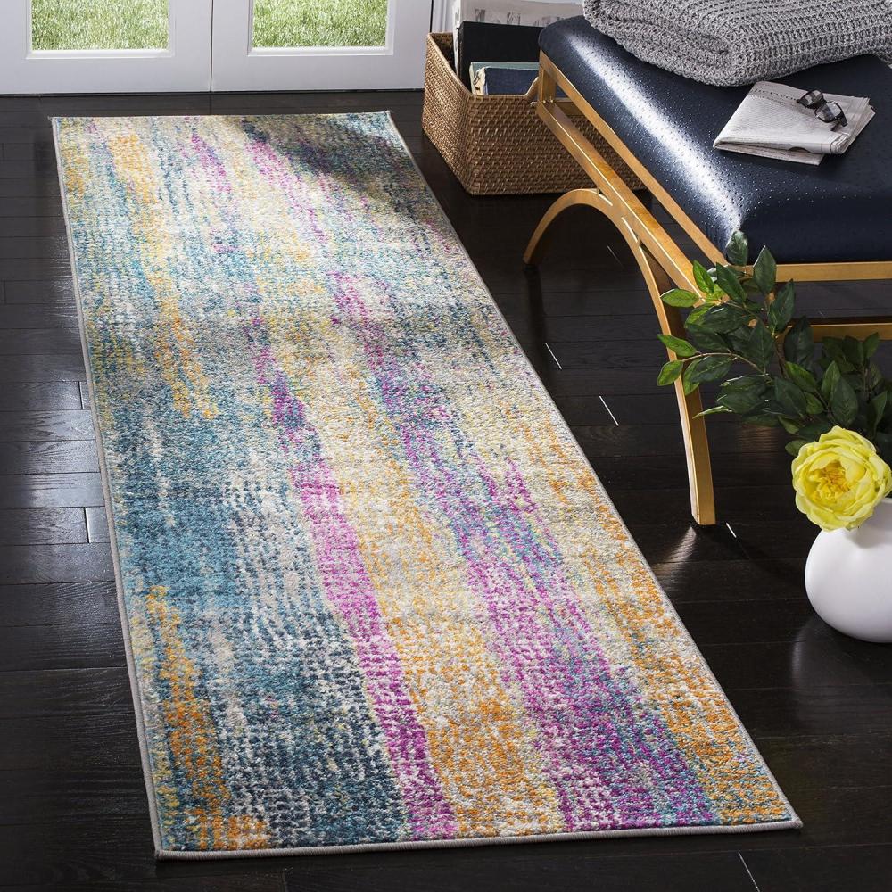 image:imageSAFAVIEH Area Rug 8x10 Madison Collection Large Blue amp Fuchsia Boho Chic Watercolor Design NonShedding amp Easy Cleaning Ideal for Living Room Bedroom Office Dining Space MAD123CBlueFuchsia