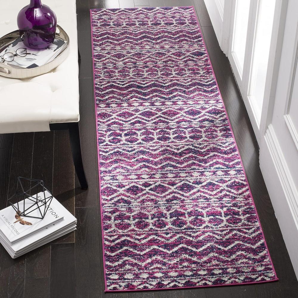 image:imageSAFAVIEH Area Rug 8x10 Madison Collection Large Fuchsia amp Navy Boho Chic Design NonShedding amp Easy Cleaning Ideal for Living Room Bedroom Office Dining Space MAD606MFuchsiaNavy