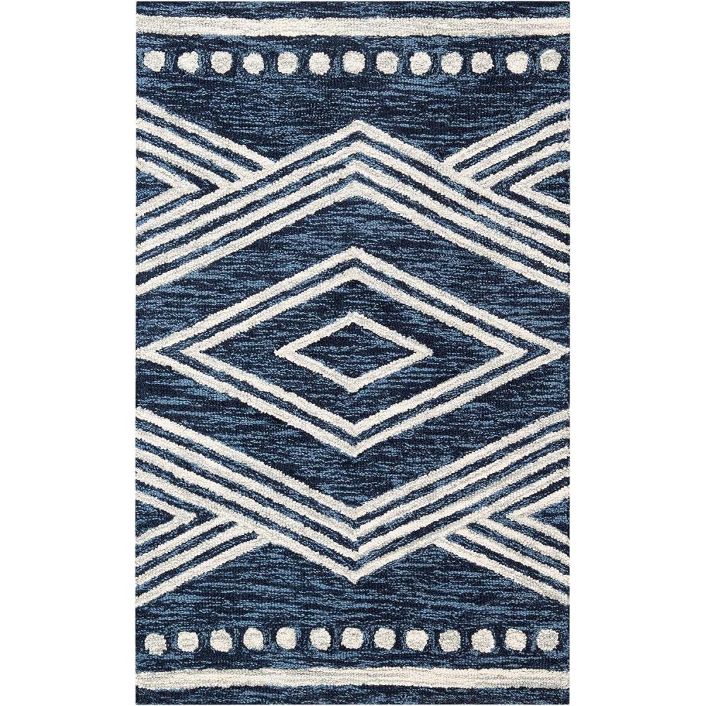 image:imageSAFAVIEH Area Rug 8x10  MicroLoop Collection  Large  Ivory amp Navy Handmade Wool Moroccan Tribal Design Ideal for Living Room Bedroom Office Dining Space MLP156ANavyIvory
