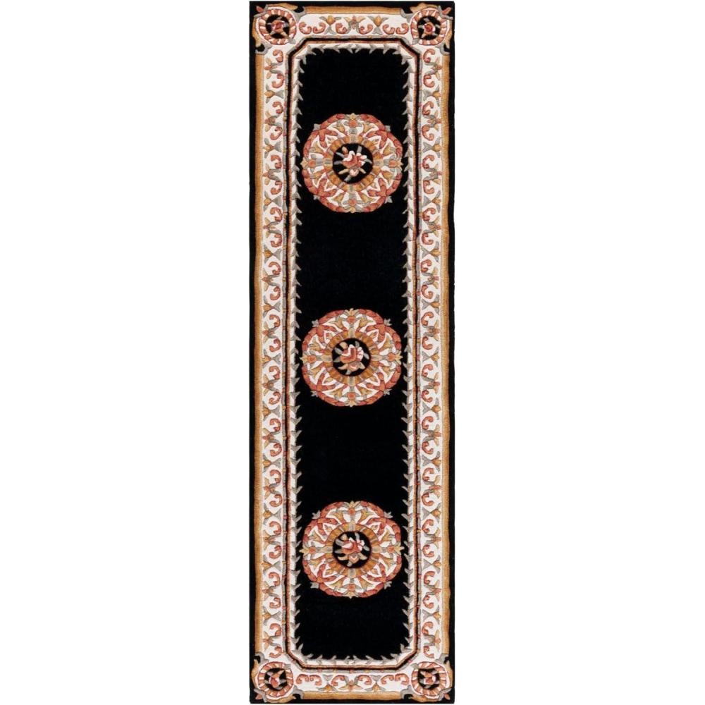 image:imageSAFAVIEH Naples Collection Area Rug 8 x 10 Light Blue amp Ivory Handmade Wool Oriental Pattern Ideal for Living Room Bedroom Dining Space Home Office NA901J8BlackIvory